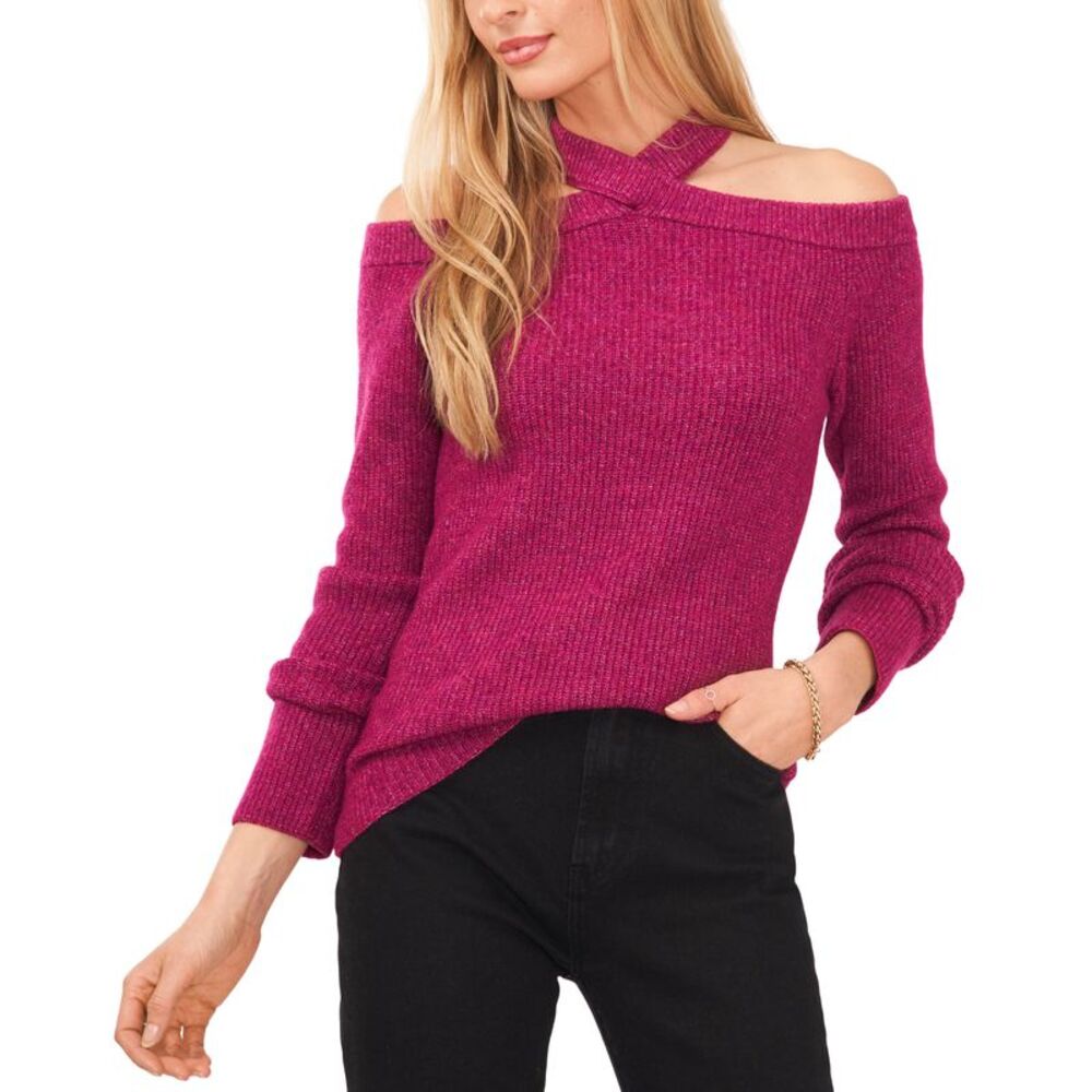 Sam Jess Womens Long Sleeve Cold Shoulder Sweater